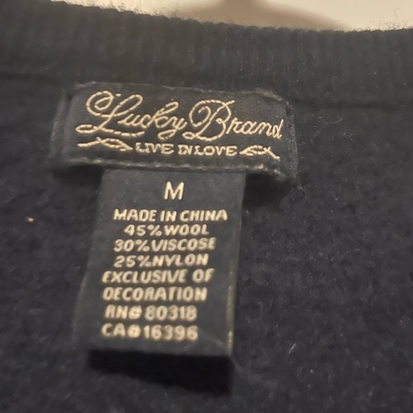 Lucky Brand Navy Blue Cardigan with Floral Embroidery - Picture 2 of 7